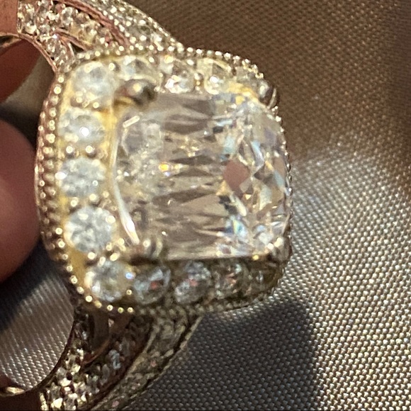 Sterling Silver Faux Diamond Ring Size 8/9 - Picture 5 of 6